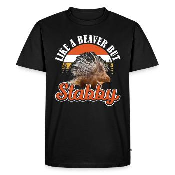 Comme un castor mais un porc-épic stabby - T-shirt Premium bio Homme - noir - Devant - Nico (187cm)