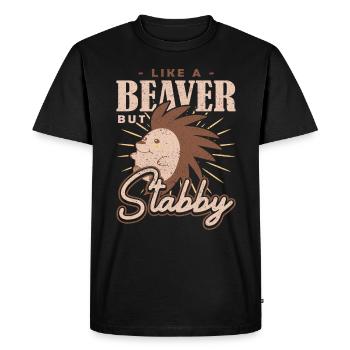 Comme un castor mais un porc-épic stabby - T-shirt Premium bio Homme - noir - Devant - Nico (187cm)