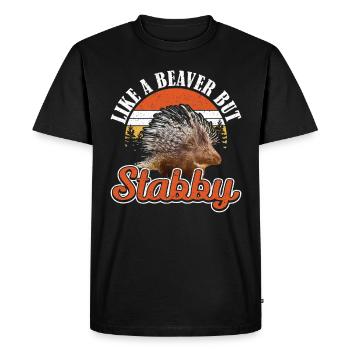 Comme un castor mais un porc-épic stabby - T-shirt Premium bio Homme - noir - Devant - Nico (187cm)