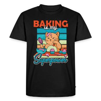 Cat Baking is My Superpower Baking - Men's Premium Organic T-Shirt - black - Front - Nico (187cm)