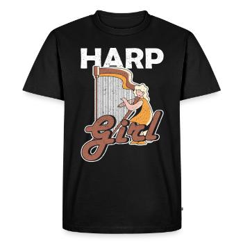 Harp Girl Harfe - Men's Premium Organic T-Shirt - black - Front - Nico (187cm)