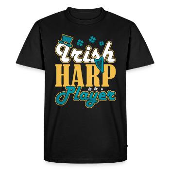 Irish Harp Player Harfe - Men's Premium Organic T-Shirt - black - Front - Nico (187cm)