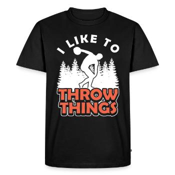 Diskus I Like To Throw Things Discus Thrower - Men's Premium Organic T-Shirt - black - Front - Nico (187cm)