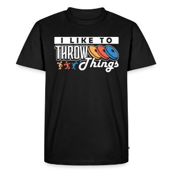 Diskus I Like To Throw Things Discus Thrower - Men's Premium Organic T-Shirt - black - Front - Nico (187cm)