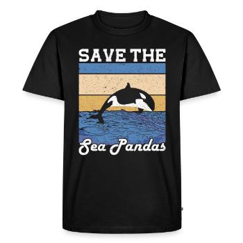 Save the Sea Panda's Marine Biologist - Men's Premium Organic T-Shirt - black - Front - Nico (187cm)