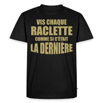 Raclette, fromage, fromage fondu - T-shirt Premium bio Homme - noir - Devant - Nico (187cm)
