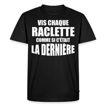 Raclette, fromage, fromage fondu - T-shirt Premium bio Homme - noir - Devant - Nico (187cm)