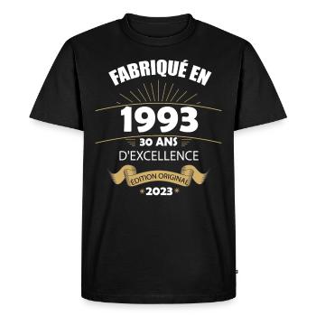 Fabriqué En 1993 Né En 1993 30 Ans Anniversaire - T-shirt Premium bio Homme - noir - Devant - Nico (187cm)