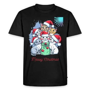 Black Red Cat Christmas Christmas T Shirt - T-shirt Premium bio Homme - noir - Devant - Nico (187cm)