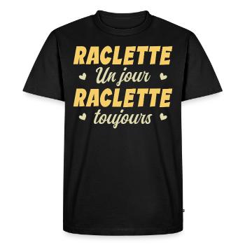 Raclette un jour raclette toujours manger fromage - T-shirt Premium bio Homme - noir - Devant - Nico (187cm)