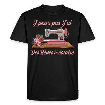 J'peux pas J'ai des Rêves à coudre humour - T-shirt Premium bio Homme - noir - Devant - Nico (187cm)