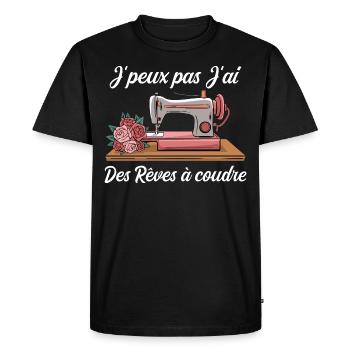 J'peux pas J'ai des Rêves à coudre humour - T-shirt Premium bio Homme - noir - Devant - Nico (187cm)