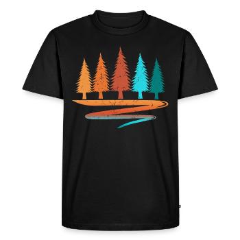 Retro Forest Outdoor Hiking Nature - Men's Premium Organic T-Shirt - black - Front - Nico (187cm)
