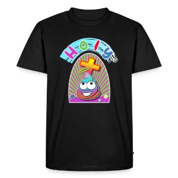 Holy - Motif Saying - Men's Premium Organic T-Shirt - black - Front - Nico (187cm)