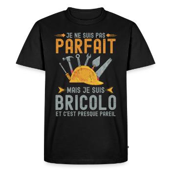 je suis parfait bricolo bricoleur 1 - T-shirt Premium bio Homme - noir - Devant - Nico (187cm)