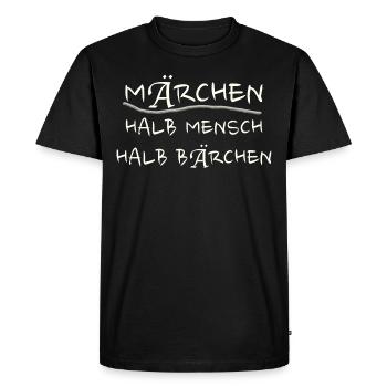 Märchen halb Mensch halb Bärchen Geschenk Spaß fun - Männer Premium Bio T-Shirt - Schwarz - Vorne - Nico (187cm)