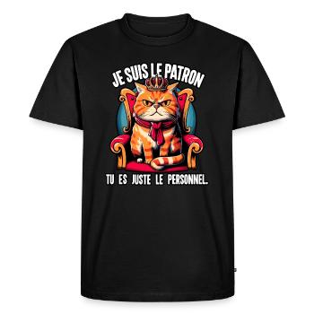 je suis le patron, chat. - T-shirt Premium bio Homme - noir - Devant - Nico (187cm)