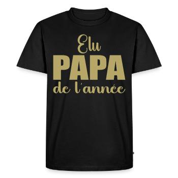 elu papa de l'annee | cadeau fête des pères - T-shirt Premium bio Homme - noir - Devant - Nico (187cm)