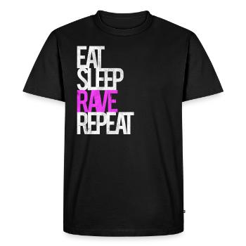 Rave Raver Techno Music Eat Sleep Rave Repeat - T-shirt Premium bio Homme - noir - Devant - Nico (187cm)