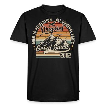 Vintage Né en 2002 | 23e Anniversaire Cadeau 2002 - T-shirt Premium bio Homme - noir - Devant - Nico (187cm)