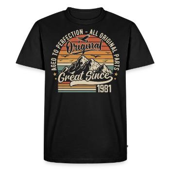 Vintage Born in 1981 | 44th Anniversary Gift 1981 - Men's Premium Organic T-Shirt - black - Front - Nico (187cm)