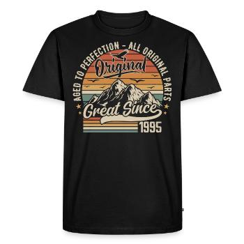 Vintage Né en 1995 | 30e Anniversaire Cadeau 1995 - T-shirt Premium bio Homme - noir - Devant - Nico (187cm)