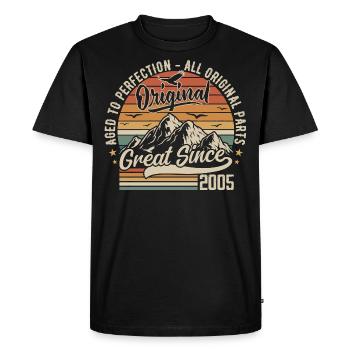 Vintage Né en 2005 | 20e Anniversaire Cadeau 2005 - T-shirt Premium bio Homme - noir - Devant - Nico (187cm)