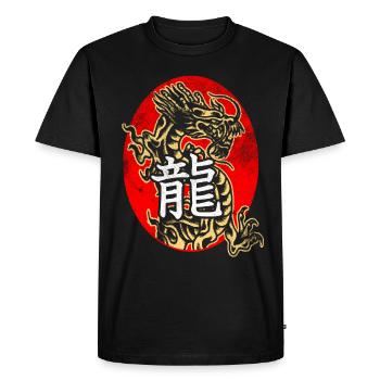 Dragon avec des caractères chinois - T-shirt Premium bio Homme - noir - Devant - Nico (187cm)