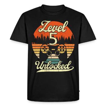 Niveau 5 Hommes Débloqués Guys Gamer 5 Anniversaire - T-shirt Premium bio Homme - noir - Devant - Nico (187cm)