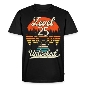 Niveau 25 Hommes Débloqués Gamer 25 Birthday Gamer - T-shirt Premium bio Homme - noir - Devant - Nico (187cm)