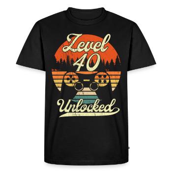 Level 40 Unlocked Men Gamer 40 Birthday Gamer - Men's Premium Organic T-Shirt - black - Front - Nico (187cm)