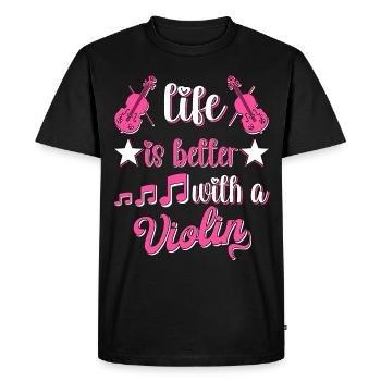 Violin Music Violin Player Musician - Men's Premium Organic T-Shirt - black - Front - Nico (187cm)