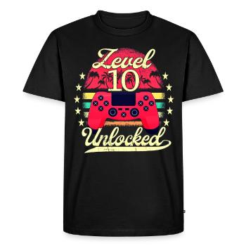 Niveau 10 Débloqué Gaming Boys Girls Gamer 10. - T-shirt Premium bio Homme - noir - Devant - Nico (187cm)