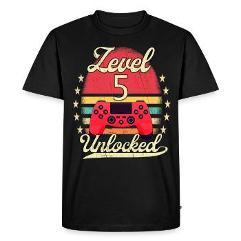 Niveau 5 Débloqué Gaming Garçons Filles Gamer 5. - T-shirt Premium bio Homme - noir - Devant - Nico (187cm)