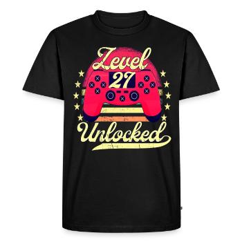 Niveau 27 Niveau d’anniversaire du joueur masculin débloqué - T-shirt Premium bio Homme - noir - Devant - Nico (187cm)