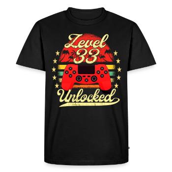 Level 33 Unlocked Men Gamer Birthday Level - Men's Premium Organic T-Shirt - black - Front - Nico (187cm)
