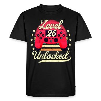 Level 26 Unlocked Men Gamer Birthday Level - Men's Premium Organic T-Shirt - black - Front - Nico (187cm)