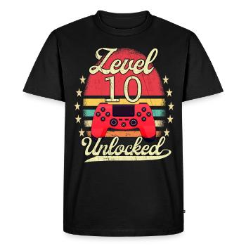Niveau 10 Débloqué Gaming Boys Girls Gamer 10. - T-shirt Premium bio Homme - noir - Devant - Nico (187cm)