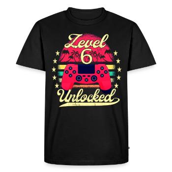 Niveau 6 Débloqué Gaming Boys Girls Gamer 6. - T-shirt Premium bio Homme - noir - Devant - Nico (187cm)