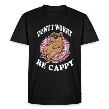 Donut Worry be Cappy Capybara - Men's Premium Organic T-Shirt - black - Front - Nico (187cm)