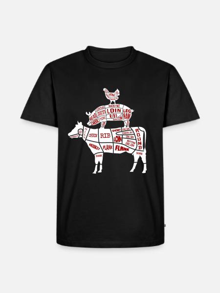 Grillen Fleischteile Huhn Schwein Rind - Männer Premium Bio T-Shirt - Schwarz