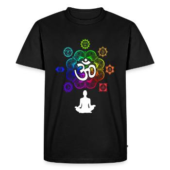 Symboles de chakra de méditation Les sept chakras - T-shirt Premium bio Homme - noir - Devant - Nico (187cm)