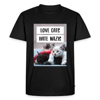Les chats d'amour nazis détestent les nazis - T-shirt Premium bio Homme - noir - Devant - Nico (187cm)