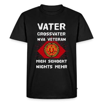 DDR Vater Großvater NVA Veteran - Männer Premium Bio T-Shirt - Schwarz - Vorne - Nico (187cm)