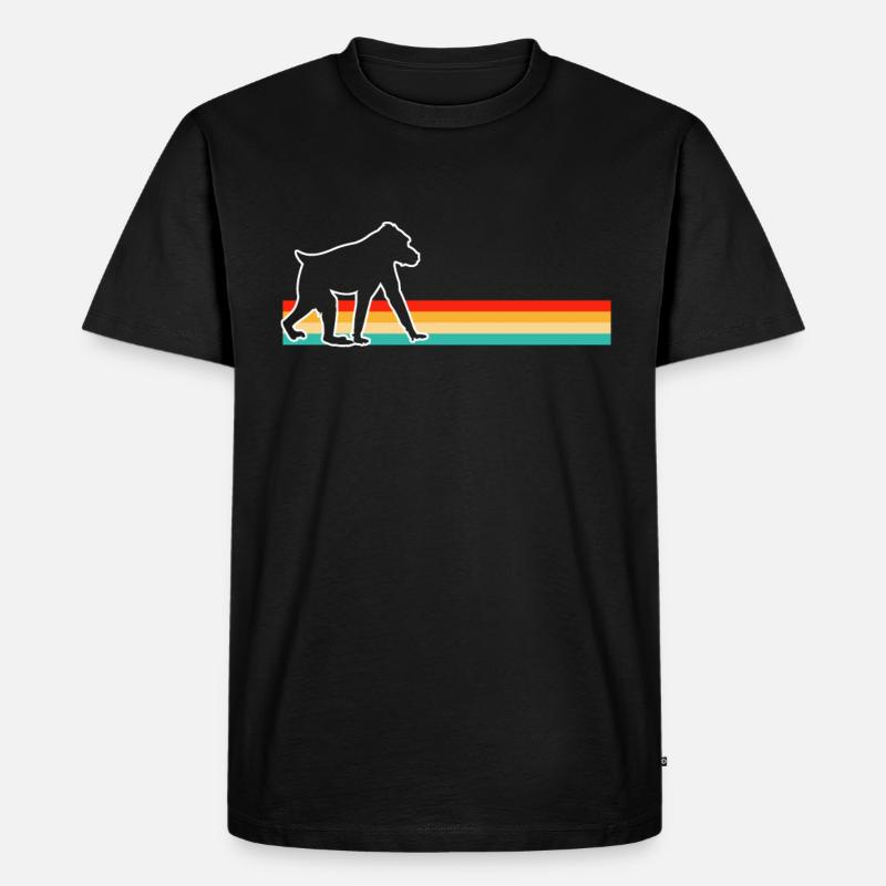 Affe Retro - Männer Premium Bio T-Shirt - Schwarz