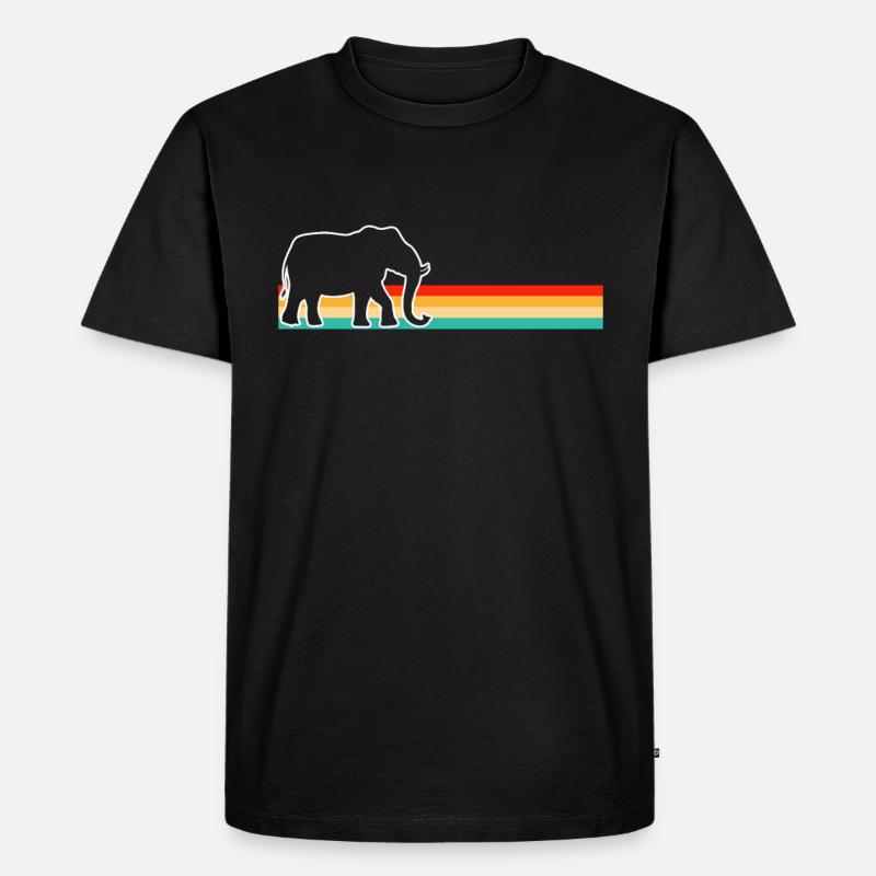 Elefant Retro - Männer Premium Bio T-Shirt - Schwarz