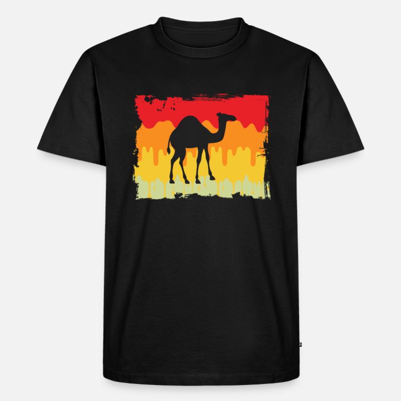 Retro Dromedar - Männer Premium Bio T-Shirt - Schwarz