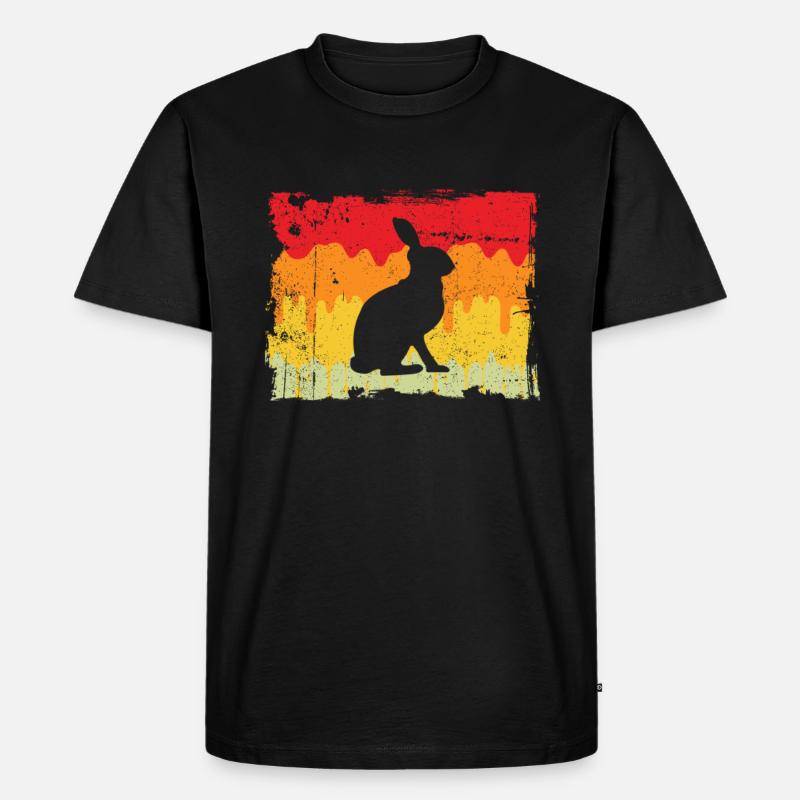 Hase Retro - Männer Premium Bio T-Shirt - Schwarz