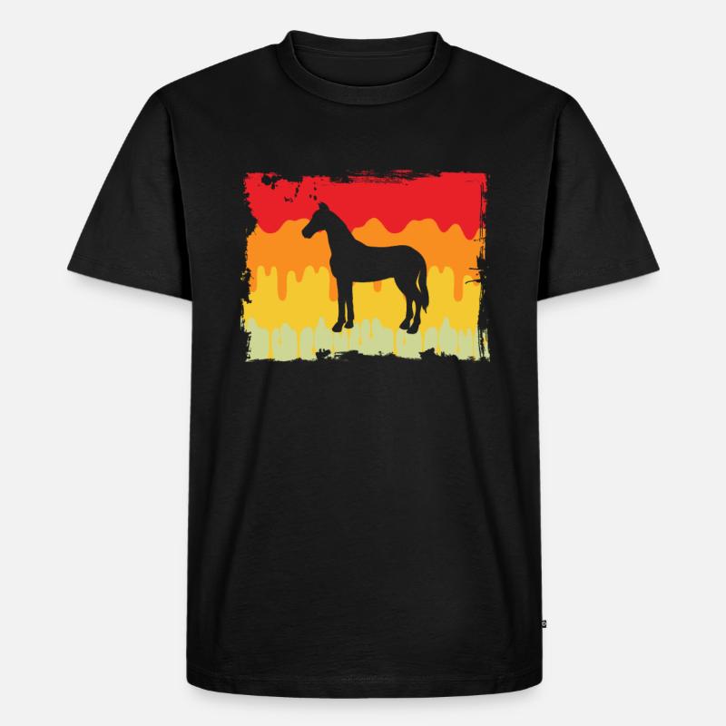 Pferd Retro - Männer Premium Bio T-Shirt - Schwarz