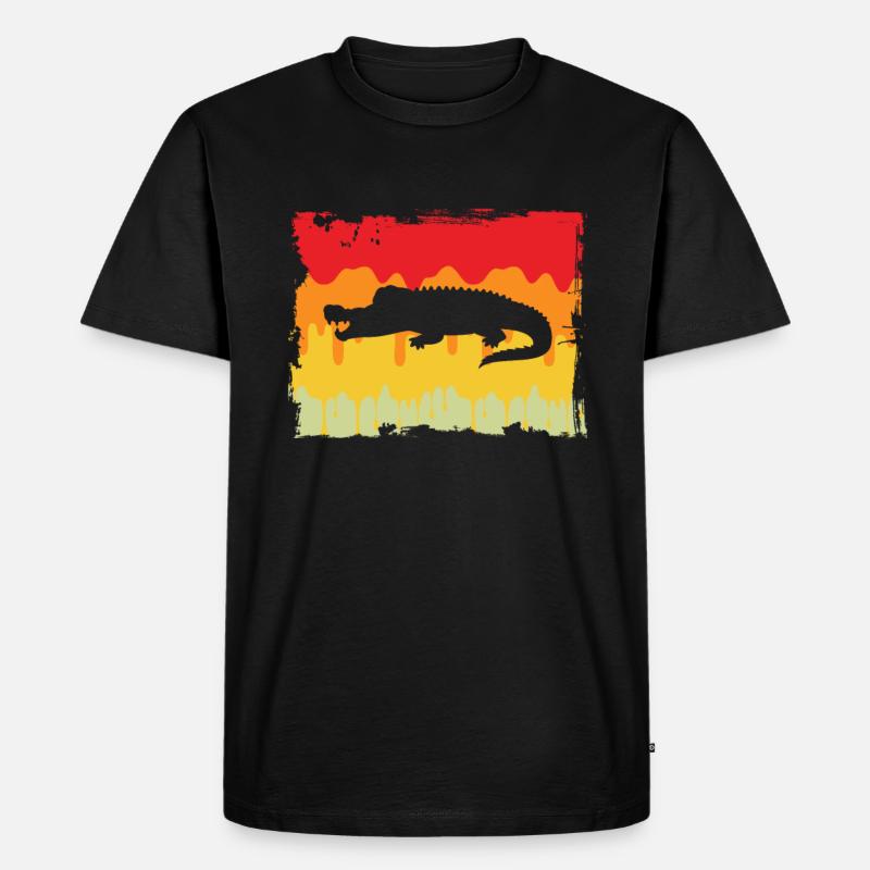 Krokodil Retro - Männer Premium Bio T-Shirt - Schwarz